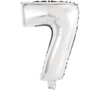 Ballon Aluminium 40 cm : Chiffre 7 - Argent