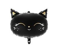 PartyDeco - Ballon aluminium chat noir 48 x 36 cm pour Halloween - Noir Taille unique