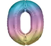ballon aluminium chiffre 0 86cm arc-en-ciel pastel - 9909708 AMSCAN Multicolore G