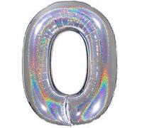 Ballon Aluminium Chiffre 0 Argent Holographique 40 102 Cm Grabo Balloons® - Argent argent G