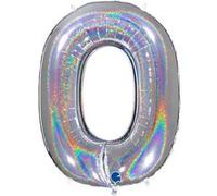 Ballon Aluminium Chiffre 0 Argent Holographique 40 102 Cm Grabo Balloons® - Argent Gris G