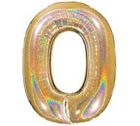 Ballon Aluminium Chiffre 0 Or G5 Holographique 40 102 Cm Grabo Balloons® - Or G