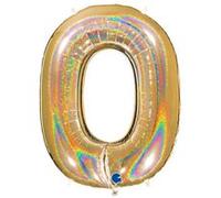 Ballon Aluminium Chiffre 0 Or G5 Holographique 40 102 Cm Grabo Balloons® - Or Jaune G