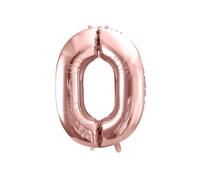 Ballon aluminium chiffre "0" or rose 86 cm