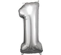 ballon aluminium chiffre 1 86cm argent - 9906286 AMSCAN Gris