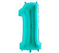 BALLON ALUMINIUM CHIFFRE 1 BLEU TIFFANY 26"" 66 CM GRABO BALLOONS® Bleu Tiffany