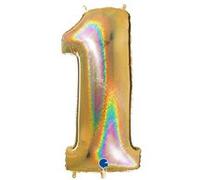 Ballon Aluminium Chiffre 1 Or G5 Holographique 40 102 Cm Grabo Balloons® - Or Jaune G