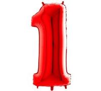 BALLON ALUMINIUM CHIFFRE 1 ROUGE 26"" 66 CM GRABO BALLOONS® Rouge