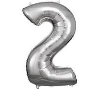 ballon aluminium chiffre 2 88cm argent - amscan 9906287 Gris