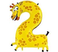 Ballon Aluminium Chiffre 2 Animaloons Girafe 40 102 Cm Grabo Balloons® - Jaune Jaune G