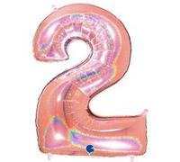 Ballon Aluminium Chiffre 2 Rose Gold Holographique 40 102 Cm Grabo Balloons® - Or rose Rose G