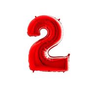 BALLON ALUMINIUM CHIFFRE 2 ROUGE 26"" 66 CM GRABO BALLOONS® Rouge