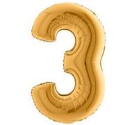 ballon aluminium chiffre 3 102cm or - grabo 023g-p Jaune G