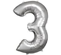ballon aluminium chiffre 3 88cm argent - amscan 9906288 Gris G