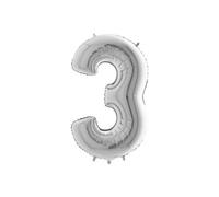 Ballon Aluminium Chiffre 3 Argent 26 66 Cm Grabo Balloons - Argent