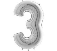 Ballon Aluminium Chiffre 3 Argent 26 66 Cm Grabo Balloons® - Argent argent G