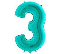 Ballon Aluminium Chiffre 3 Bleu Tiffany 26 66 Cm Grabo Balloons® - Bleu Tiffany Bleu G