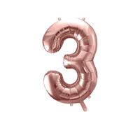 Ballon aluminium chiffre "3" or rose 86 cm