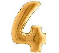 ballon aluminium chiffre 4 102cm or - grabo 024g-p Jaune G