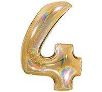 Ballon Aluminium Chiffre 4 Or G5 Holographique 40 102 Cm Grabo Balloons® - Or G