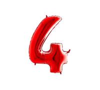 BALLON ALUMINIUM CHIFFRE 4 ROUGE 26"" 66 CM GRABO BALLOONS® Rouge