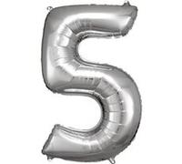 ballon aluminium chiffre 5 86cm argent - amscan 9906290 Gris