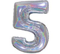 Ballon Aluminium Chiffre 5 Argent Holographique 40 102 Cm Grabo Balloons® - Argent argent G