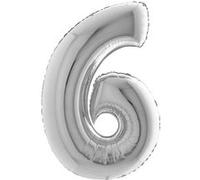ballon aluminium chiffre 6 102cm argent - 096s-p