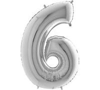 Ballon Aluminium Chiffre 6 Argent 26 66 Cm Grabo Balloons - Argent