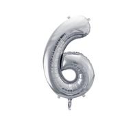 Ballon aluminium chiffre "6" argent 86 cm