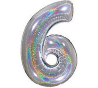 Ballon Aluminium Chiffre 6 Argent Holographique 40 102 Cm Grabo Balloons® - Argent argent G