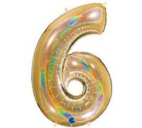 Ballon Aluminium Chiffre 6 Or G5 Holographique 40 102 Cm Grabo Balloons® - Or Jaune G