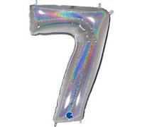 Ballon Aluminium Chiffre 7 Argent Holographique 40 102 Cm Grabo Balloons® - Argent Gris G