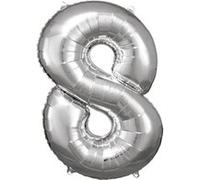 ballon aluminium chiffre 8 83cm argent - amscan 9906293 Gris