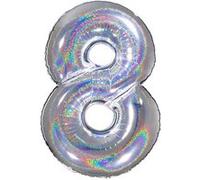 Ballon Aluminium Chiffre 8 Argent Holographique 40 102 Cm Grabo Balloons® - Argent argent G