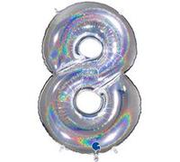 Ballon Aluminium Chiffre 8 Argent Holographique 40 102 Cm Grabo Balloons® - Argent Gris G