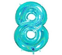 Ballon Aluminium Chiffre 8 Bleu Tiffany Holographique 40 102 Cm Grabo Balloons® - Bleu Tiffany Bleu G