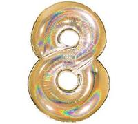 Ballon Aluminium Chiffre 8 Or G5 Holographique 40 102 Cm Grabo Balloons® - Or G