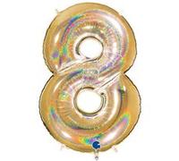 Ballon Aluminium Chiffre 8 Or G5 Holographique 40 102 Cm Grabo Balloons® - Or Jaune G