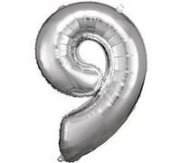 ballon aluminium chiffre 9 86cm argent - amscan 9906294 Gris G