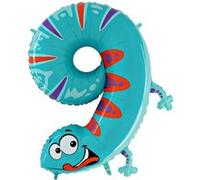 Ballon Aluminium Chiffre 9 Animaloons Gecko 40 102 Cm Grabo Balloons® - Bleu Bleu G