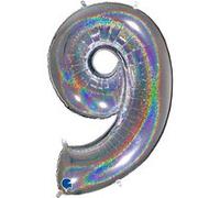Ballon Aluminium Chiffre 9 Argent Holographique 40 102 Cm Grabo Balloons® - Argent Gris G