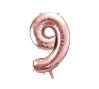 Ballon aluminium chiffre "9" or rose 86 cm