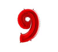 BALLON ALUMINIUM CHIFFRE 9 ROUGE 26"" 66 CM GRABO BALLOONS® Rouge