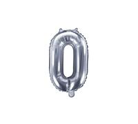 PartyDeco Ballon en Mylar Chiffre 0 Argent 35 cm Anniversaire Adulte Enfant