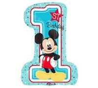 ballon aluminium chiffre mickey 1er anniversaire 48x71cm - amscan 3434301 Bleu G