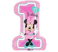 ballon aluminium chiffre minnie 1er anniversaire 48x71cm - amscan 3435201 Rose G