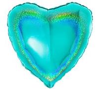 ballon aluminium cur 46cm turquoise holographique - grabo 18077ghti-p Bleu G