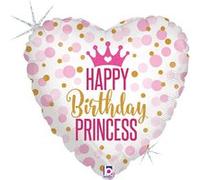 ballon aluminium cur happy birthday princess 46cm - grabo 36700gh-p Rose G