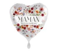 BALLON ALUMINIUM CUR MAMAN MEILLEURE FLORAL 43CM